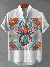 Lobster Art Print Cotton Linen Casual Shirt
