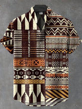 Vintage Abstrct Art Print Cotton Linen Casual Shirt