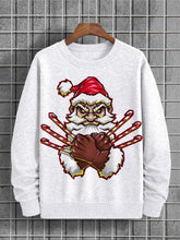 Men's Crazy Santa Claus Print Cotton Casual Sweatshirt