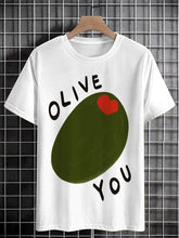 Men's Olive You Print Cotton Casual T-Shirt