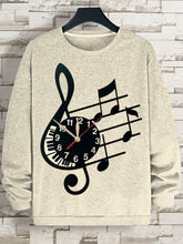 Men's Music Note Reble Clef Wall Clock Print Casual Sweatshirt