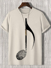 Men's Cotton Music Note Fingerprint Art Print Cotton Casual T-Shirt