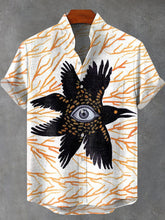 Six-winged Raven Eyes Art Print Cotton Linen Casual Shirt