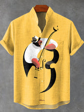 Jazz Cellist Decorative Pattern Cotton Linen Casual Shirt