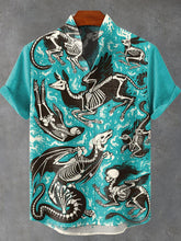 Art Skull Vintage Print Cotton Linen Casual Shirt