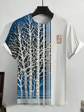 Men's White Birch Japanese Art Painting Print Casual T-Shirt
