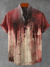 Blood Dark Gothic Halloween Vintage Print Cotton Linen Casual Shirt