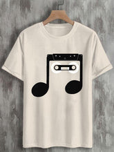 Men's Tape Music Notes Graphic Print Cotton Casual T-Shirt