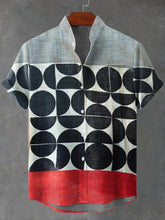 Retro Geometric Art Print Cotton Linen Casual Shirt