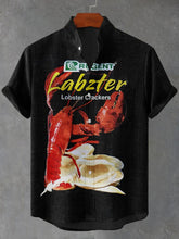 Lobster Flavored Potato Chips Fun Print Cotton Linen Casual Shirt