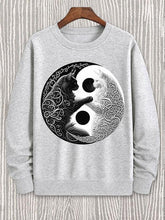 Men's Cat Yin Yang Graphic Print Cotton Casual Sweatshirt