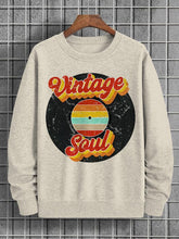 Men's Vintage Soul Vinyl Record Print Cotton Casual Sweatshirt