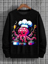 Men's Octopus Chef Fun Mosaic Art Print Cotton Casual Sweatshirt