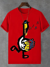 Men's Retro Abstract Accordion Music Art Print Cotton Casual T-Shirt