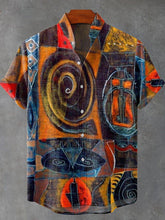 Retro African Style Pattern Decorative Pattern Casual Cotton Linen Shirt