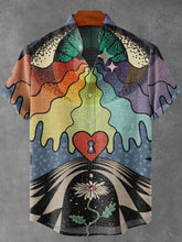 Colored Eyes Vintage Print Cotton Linen Casual Shirt