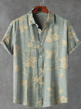 Vintage Floral Art Print Casual Cotton Linen Shirt