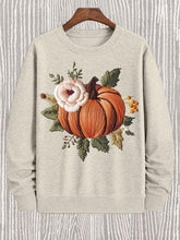 Men's Pumpkins Floral Embroidery Print Cotton Casual Sweatshirt