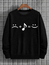 Men's Music Makes Me Happy Print Cotton Casual Sweatshirt