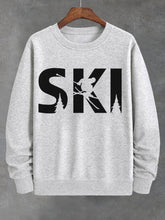Men's Winter Ski Art Print Cotton Casual Sweatshirt