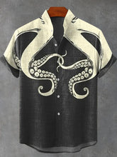Deep Sea Octopus Tentacles Entangled Art Print Cotton Linen Casual Shirt