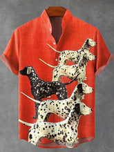 Dalmatian Art Print Cotton Linen Casual Shirt