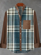 Retro Plaid Graphic Print Cotton Linen Long Sleeve Shirt