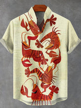 Lobster Art Vintage Print Cotton Linen Casual Shirt