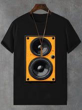 Men's Retro Stereo Nostalgic Music Art Print Cotton Casual T-Shirt