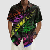 Men's Shirt Colorful Tiger Art Pattern Vacation Oversized Short Sleeve Shirt