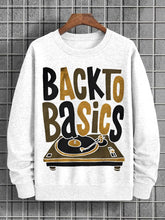 Men's Back To Basics Retro Record Art Print Cotton Casual Sweatshirt