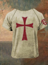 Men's Faith Crusader Templar Roll Hem Design Printed T-Shirt