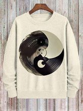 Men's Vinyl Record Yin Yang Graphic Print Cotton Casual Sweatshirt