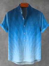 Gradient Ocean Geometry Art Print Cotton Linen Casual Shirt