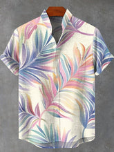 Color Leaves Art Print Cotton Linen Casual Shirt