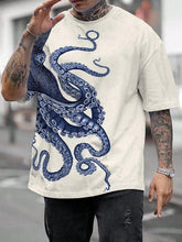 Men's Japanese Art Octopus Graphic Printed Casual T-Shirt