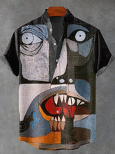 Abstract Painting Art Print Cotton Linen Casual Shirt