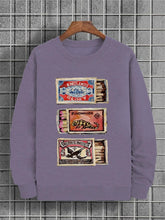 Men's Retro Nostalgia Matchstick Box Graphic Print Cotton Casual Sweatshirt