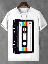 Men's Retro Cassette Print Cotton Casual T-Shirt