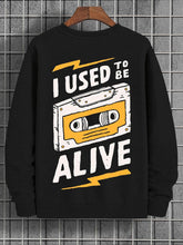 Men's I Used To Be Alive Tape Vintage Print Cotton Casual Sweatshirt