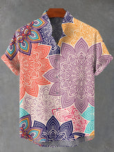 Bohemian Sunflower Art Print Cotton Linen Casual Shirt