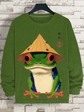 Men's Retro Japanese Art Frog Print Cotton Casual Sweatshirt