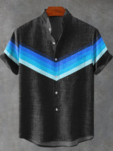 Blue Wing Art Print Cotton Linen Casual Shirt