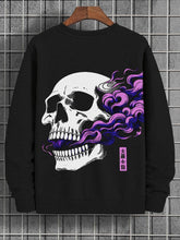Men's Smoke Skull Japanese Art Print Cotton Casual Sweatshirt