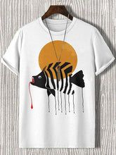 Men's Fish Environmental Protection Graphic Print Cotton Casual T-Shirt