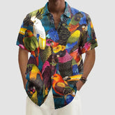 Men's Shirt Hawaiian Parrot Pattern Vacation Oversized Short Sleeve Shirt