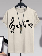 Men's Love Music Notes Print Cotton Casual T-Shirt