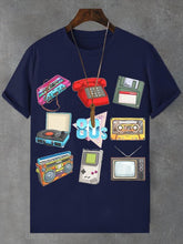 Men's Vintage 80s Electronic Product Print Cotton Casual T-Shirt