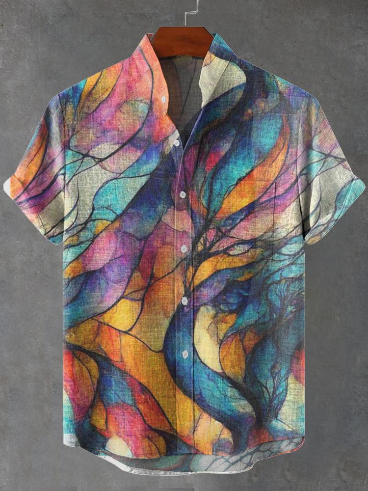 Abstrakte Verflechtung Art Print Cotton Linen Casual Shirt - Charmedream