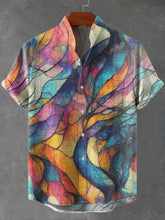 Abstrakte Verflechtung Art Print Cotton Linen Casual Shirt - Charmedream